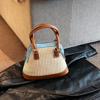 Дамска чанта за кръста Лятна нова сламена чанта Морска празнична тъкана чанта Преносима чанта за съобщения