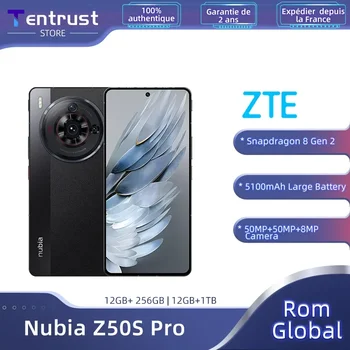 Global ROM ZTE Nubia Z50S Pro 5G Snapdragon 8 Gen 2 6.78 инча 120 Hz AMOLED дисплей 80W зареждане 5100mAh батерия 50MP камера