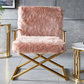 Nordic прост модерен едноместен диван стол от неръждаема стомана дълга вълна мързелив фотьойл творчески дизайнер малък апартамент диван