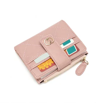 Жените къс портфейл мода прост PU кожа малка чанта дами карта монета чанта многопластови и многофункционални
