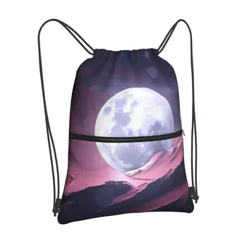 Fallen Moon чанти раници торбичка кърпа за жени шнур мъжки конкуренция танц чанта йога пазарска чанта с голям капацитет карикатура