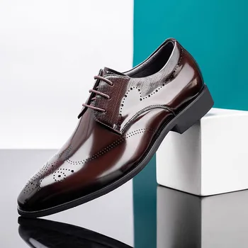 Мъжки бизнес ежедневни кожени обувки 2023 есен нови мъже реколта официална обувка мода блок кожена обувка най-добрите социални обувки мъже 신발 남성