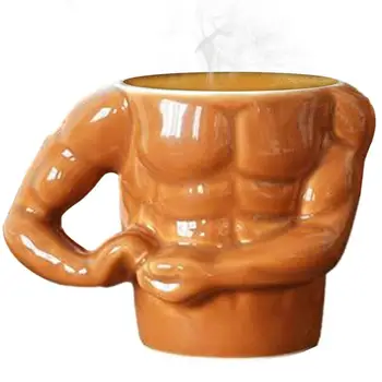 Funny 3D чаша за кафе Body Builder Керамични чаши за кафе Muscle Mug За кафе Мляко Чай Напитки Сладък Gag Подаръци за възрастни мъже и