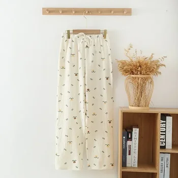 And пижама въздух лято тънки панталони климатик хлабав есента дома памук зимата отпечатани дамски спално облекло