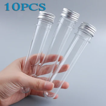 10Pcs 50ml прозрачни тръби с винтови капачки пластмасови епруветки за бонбони прозрачни козметични лосион контейнери