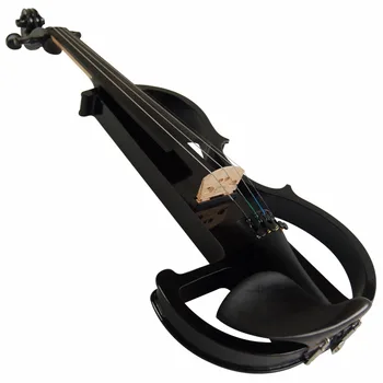 DSG-1801 Разширено изкуство пълен размер чисто черно масивно дърво тиха цигулка 4/4 абанос фитинги части Kinglos електрическа цигулка