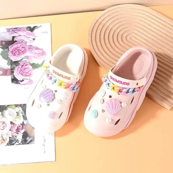 DIY карикатура сексапил за Croc DIY сладък раковина сабо обувки катарама цветна верига мода крок декорация за деца подарък голяма продажба