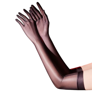  против хлъзгане Гланцови копринени ръкавици Дълги ръкавици ръкавици ръкавици секси ултра тънко масло лъскаво копринено прозрачна парти ръкавица жени еротичен аксесоар