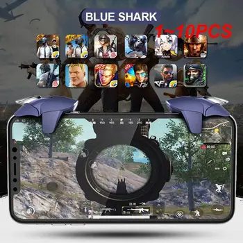 1~10PCS Blue Shark мобилен телефон Натиснете тип спомагателен бутон за пожарен ключ Геймпад джойстик контролер L + R метален спусък за PUBG