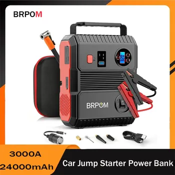 Car Jump Starter Air Pump Portable Air Compressor Multi-function Tire Inflator Auto Portable Battery Starter with EVA Bag
