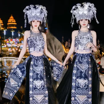 2023 Новата националност на Хани екзотичен стил Xishuangbanna Miao майдан рокля с гърдите