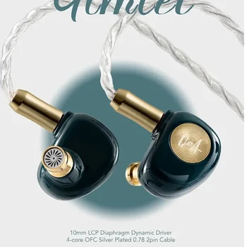 QoA Gimlet HiFi слушалка кабелна слушалка в ухото 10mm динамичен монитор за слушалки с 3.5mm щепсел 2-пинов подвижен кабел