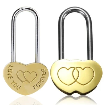 652F Love Heart Lock Катинари за сърце Love You Forever Letters Double Hearts Ornament