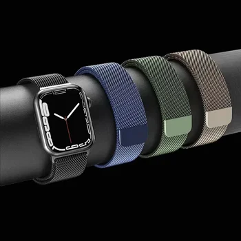 Миланска каишка за Apple Watch Band Ultra2 49mm 9 8 7 45mm 41mm Метална гривна Wristband iWatch 6 5 4 SE 44mm 40mm 3 42mm Колан