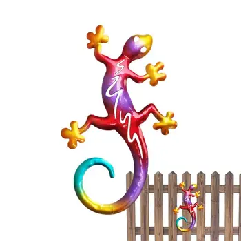 Метален гущер стена декор Gecko стена декор гущер висящи скулптура градина статуя колоритен гекон ограда декорация за ограда стена