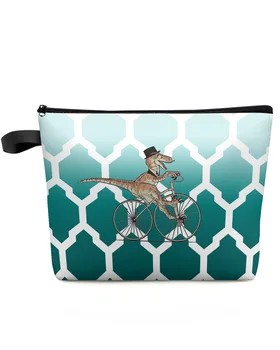 марокански текстура динозавър Teal градиент козметична чанта преносим грим торбичка жени водоустойчива баня многофункционална чанта