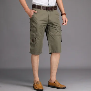 Summer Cargo Shorts Men Pure Cotton Military Casual Mid-waist Straight Many Pockets Short pantalones cortos hombre