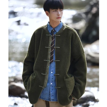 2023 Есен зима агнешка вълна якета за мъже китайски Tang костюм мъжки палто меки/удобни ханфу паркове реколта мъже ватирани яке