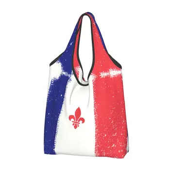 Fleur-de-lis Франция флаг хранителни стоки пазарски чанти мода лилия цвете символ купувач рамо чанти голям капацитет чанти