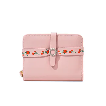 Нова дамска къса сгъваема чанта сладък цветен реколта цип многофункционален стилен трансграничен съединител чанта