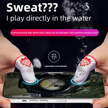 1Pair Gaming Светещ ръкав за пръсти Дишащи върхове на пръстите за PUBG Мобилни игри Сензорен екран Ръкавици за палеца Мобилно докосване