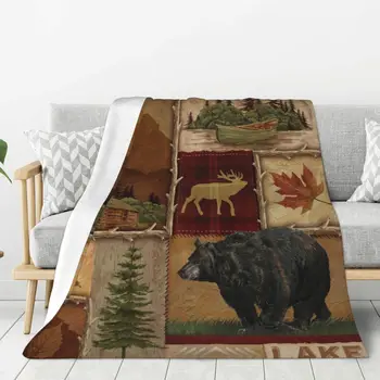 Рустик къща стил мечка одеяло топло лек мек плюшени хвърлят одеяло за спалня диван диван къмпинг