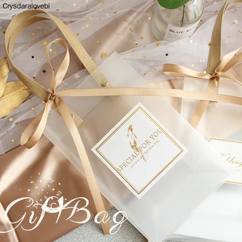 10pcs бонбони чанта прозрачни подаръчни торбички с дръжка опаковка PVC сватбени услуги за гости рожден ден бебе душ парти декорация