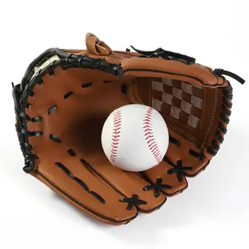 Деца тийнейджъри и възрастни пълни бейзболни ръкавици прости 9.5 / 10.5 / 11.5 / 12.5 бейзболна ръкавица на открито спортна кожа нова универсална