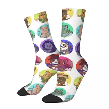 Смешен луд чорап за мъже Котки Хип-хоп реколта Dnd щастлив безшевни модел отпечатани момчета екипажа компресия чорап случайни подарък