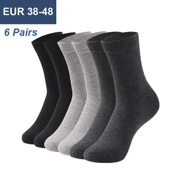 6 чифта есен и зима удебелени 0versized мъжки чорапи пот-абсорбиращи миризма устойчиви дишащи бизнес мъжки черни бели чорапи