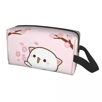 Пътуване Kawaii Mochi котка праскова и гома тоалетна чанта мода грим козметичен организатор за жени красота съхранение Dopp комплект случай
