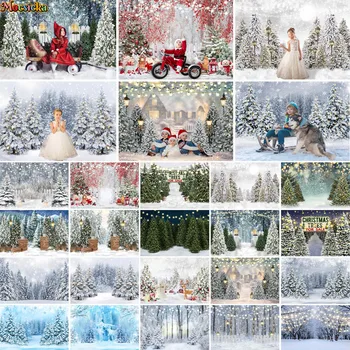 Коледно дърво Замръзнала гора Декори Фотография Подпори Зимна страна на чудесата Сняг Бебе Деца Коледа Портрет Фон Фото студио