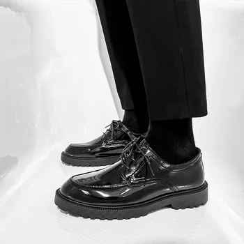 Ново пристигане Мъжки ежедневни кожени обувки Дебели подметки Официални обувки Мода Brogue обувки Елегантна разходка за свободното време Оксфорд мъжки обувки за възрастни