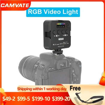CAMVATE Мини RGB LED видео запълване светлина 2500-9000K с стойка за обувки за камера статив Телефонна фотография Осветление Влог селфи