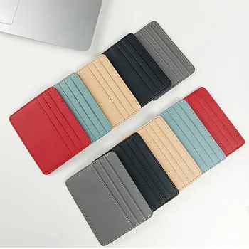 Ultra Thin Leather ID Card Holder Bank Credit Card Purse Multi Slot Slim Card Case Wallet Women Men Card Cover Male Female
