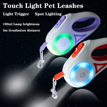 3m/5m Кучешки каишки Автоматично прибиращо се тягово въже LED котка теглене въже ходене обучение куче колан каишка за куче аксесоари