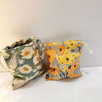 1 парче флорални шнур козметични чанти за момичета многофункционални санитарни салфетки грим червило чанта за жени флорални монета чанта