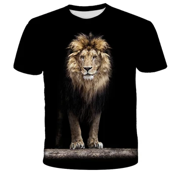 2023 Персонализиран животински лъв Мъжка 3D отпечатана тениска Мъжка лятна хип-хоп O-яка Мода Ежедневни върхове Улично облекло Смешна тениска