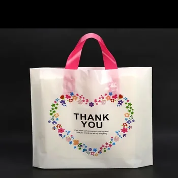 6PCS Пластмасови торбички за цветя с дръжка Опаковки за храни Прозрачни торбички Чанта за подаръци за пазаруване Сгъстяване на пластмасова чанта за носене