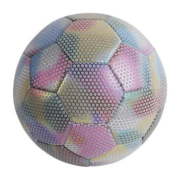 Отразяващ футболен ефект футболна топка PU кожен инструмент за обучение на футбол за юноши възрастни и любители на футбола
