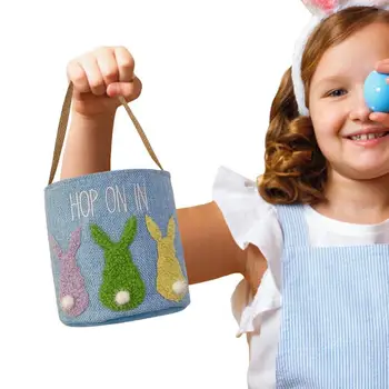 Великденски подаръчни торбички Кошници за зайчета за многократна употреба с дръжки Миещи се торбички за лечение Нетъкан великденски кош Tote за великденски парти доставки
