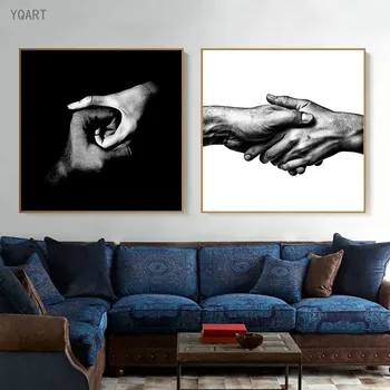 Черно-бели ръце скица изкуство платно картини стена изкуство картина за модерен дом хол трапезария декорация плакат