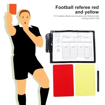 Soccer Referee Card Recording Paper Scoresheets Червен картон Жълт картон с молив Футболна съдийска книга Футболни аксесоари
