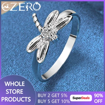 ALIZERO 925 стерлинги сребро водно конче циркон пръстен за жени сватбени пръстени мода годежно парти сексапил бижута на едро