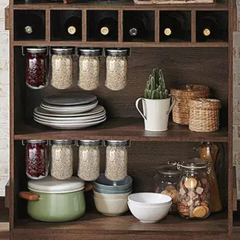 Кухненска стойка за съхранение Спестяваща място кухня Mason Jar Организатор Консервна стойка за под шкаф за съхранение за ефективно