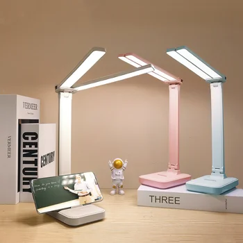 LED настолна лампа 3 нива Регулируема нощна светлина USB акумулаторна защита на очите Сгъваема настолна лампа за спалня Нощно бюро