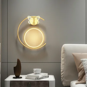 Nordic Simple Creative Butterfly LED стенна лампа е подходяща за лампа в коридора Спалня Нощно шкафче Фонова стенна светлина