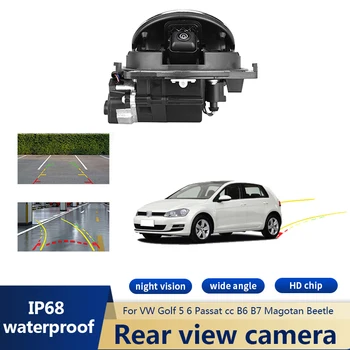 За логото на значката на Volkswagen Интелигентна флип задна дръжка на багажника камера за VW Golf 5 6 Passat CC B6 B7 Magotan Beetle Динамична траектория