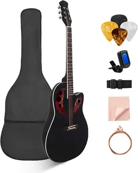 акустична китара, MIRIO 41Пълен размер професионален акустичен комплект китара W / китара чанта, каишка, тунер избор за възрастни, Stude