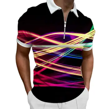 2023 Мъжки ежедневни летни поло ризи с къс ръкав Мъжки мъжки цип тениска върховете улица голф облекло стилен и удобен ревера